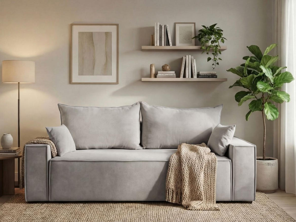 SOFA 230/90/70 Hellgrau Sivra - Hellgrau, Kunststoff/Textil (230/70/90cm) - Graingold