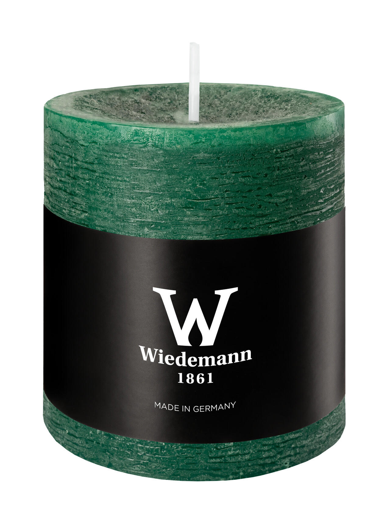 STUMPENKERZE Rustik Marble Style Seegrün 80 x Ø 68 mm, 1 Stück - Mooreichefarben, Paraffin (7/8cm) - Wiedemann Kerzen