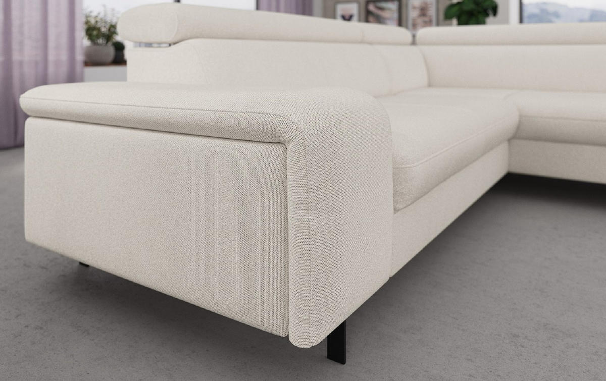ECKSOFA mit Schlaffunktion und Bettkasten - Schwarz/Weiß, Kunststoff/Textil (215/262cm) - Cotta