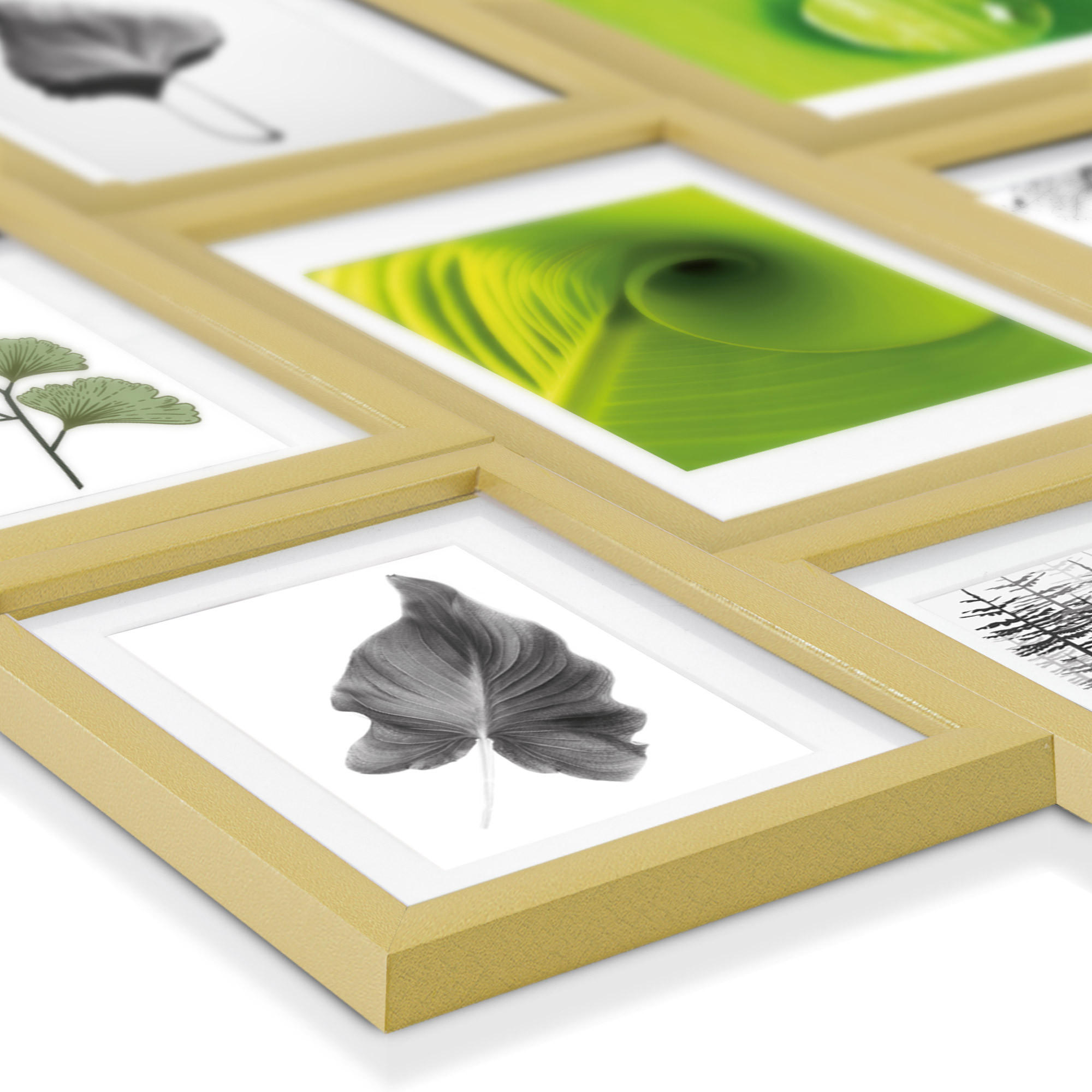 BILDERRAHMEN Nature Holz Gold 24tlg - Goldfarben, Holz (26/27/36cm) - BoMoe