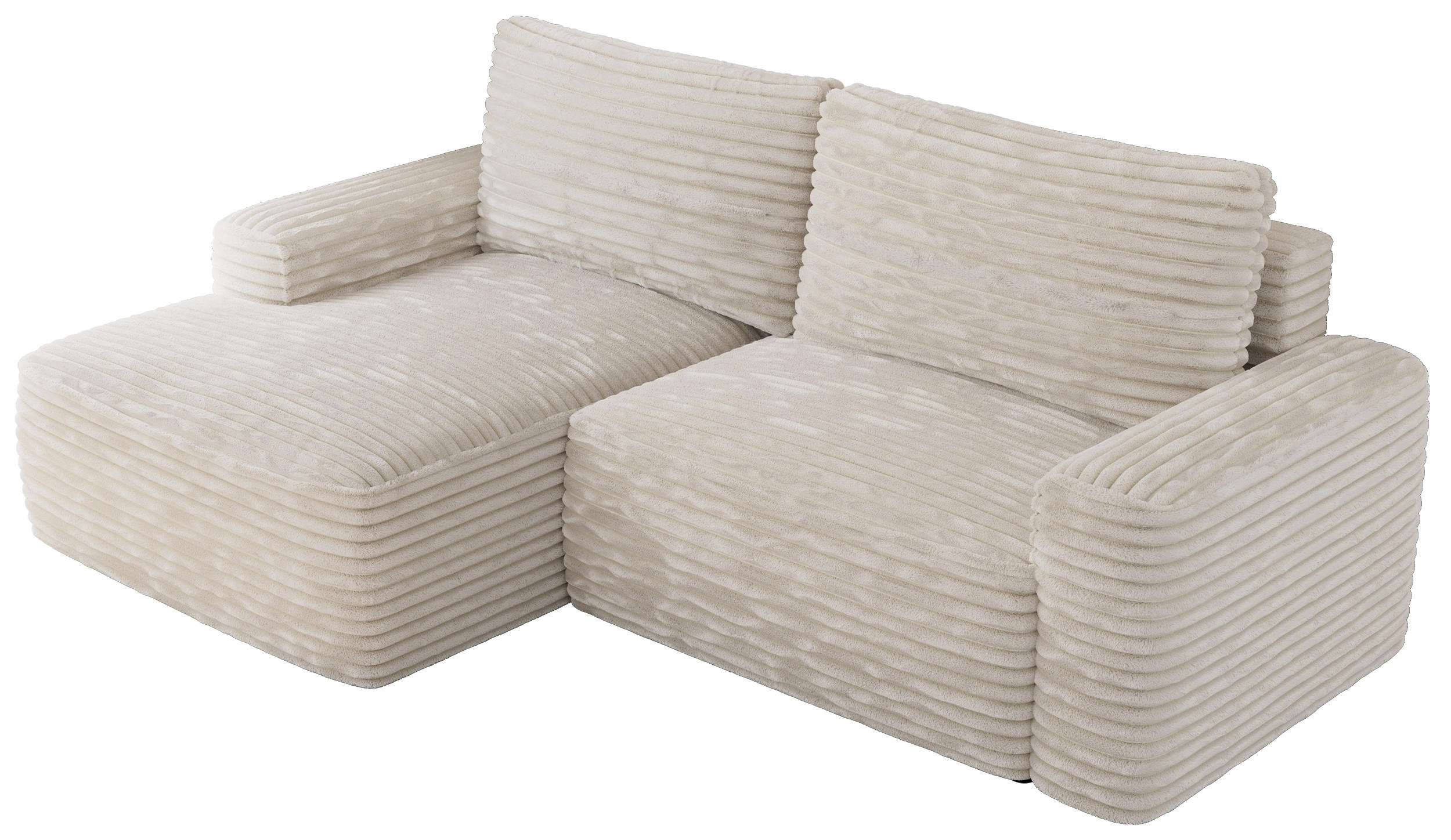 ECKSOFA BELLUNO L Creme Cord - Links - Creme/Schwarz, Textil (144/233cm) - MKS