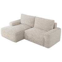 ECKSOFA BELLUNO L Creme Cord - Links - Creme/Schwarz, Textil (144/233cm) - MKS