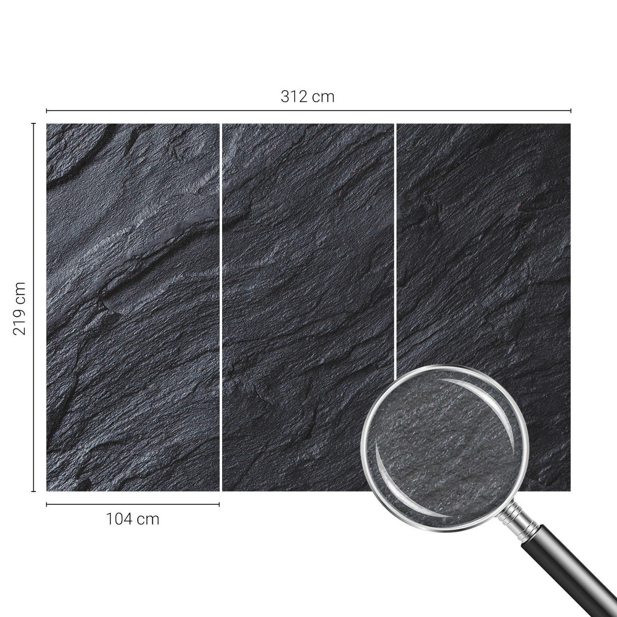 FOTOTAPETE 312x219 cm - Steinstruktur - Grau, Textil (312/219cm) - Wallfluent