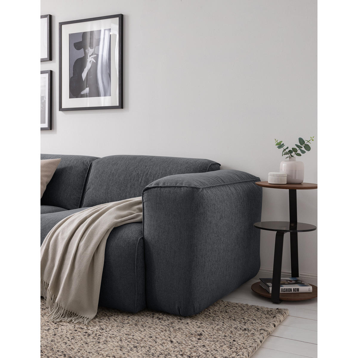 2-SITZER SOFA - Schwarz/Grau, Kunststoff/Textil (220/71/102cm) - home24