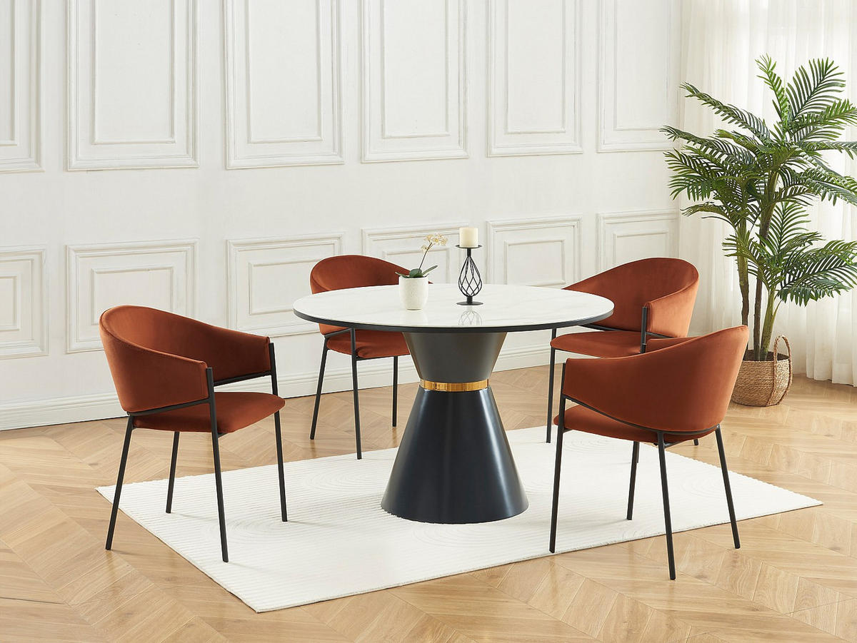 STUHL mit Armlehnen 6er-Set - Samt & schwarzes Metall - Terracotta - ORDIDA - Braun, Textil (61/80/53cm) - Pascal Morabito