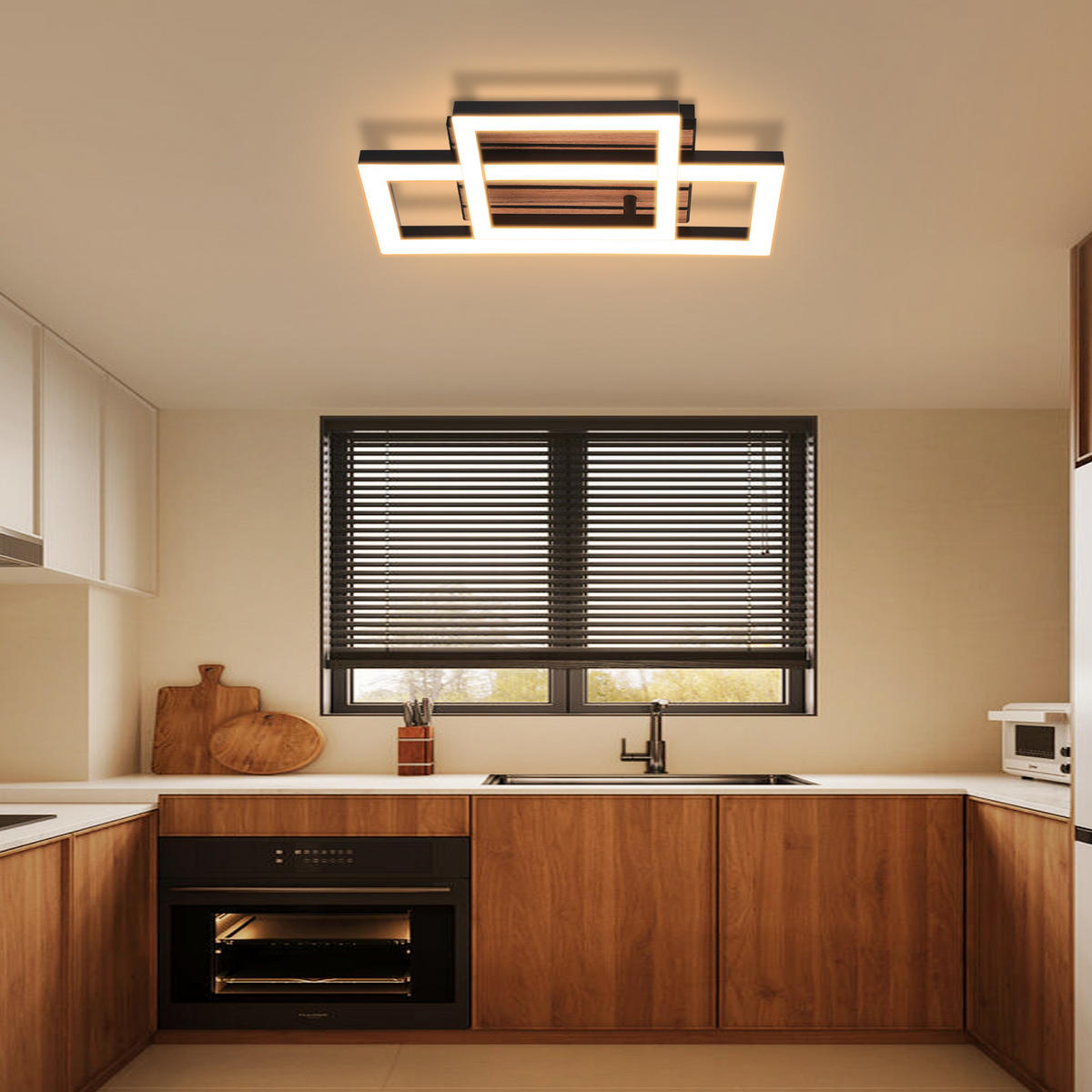 LED Deckenleuchte 22/35/8cm - Schwarz, Metall (35/22/8cm) - Nettlife