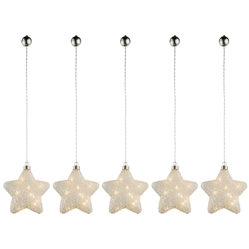 LED DEKOLEUCHTE KRETA Glas Weiß 5er Set - Weiß, Glas (15/15/67cm) - Globo Lighting