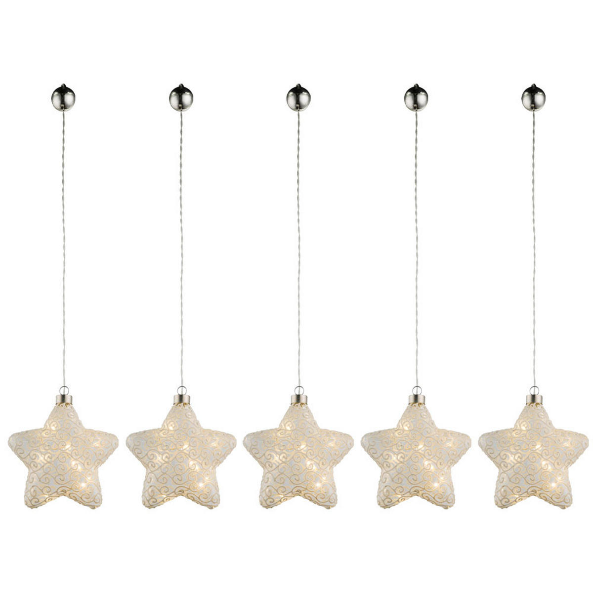 LED DEKOLEUCHTE KRETA Glas Weiß 5er Set - Weiß, Glas (15/15/67cm) - Globo Lighting