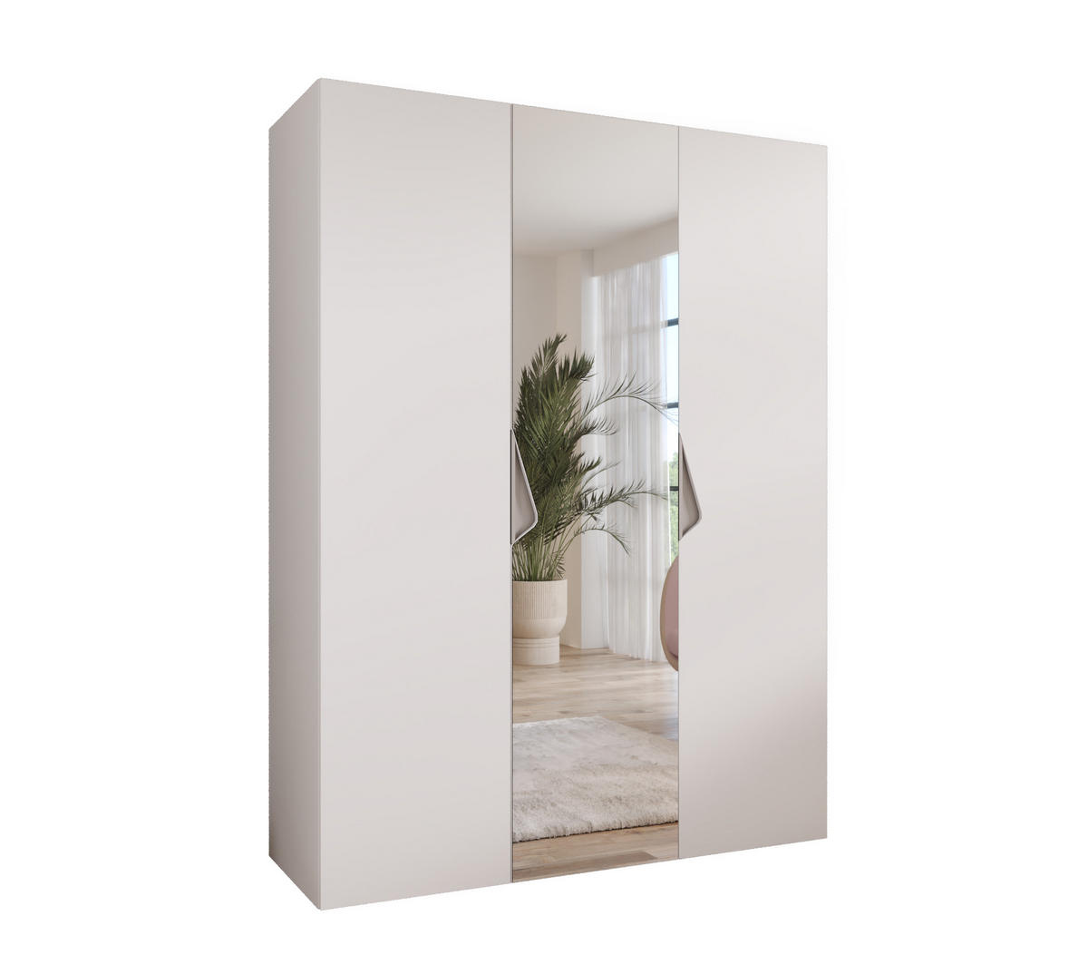 DREHTÜRENSCHRANK 202/150/52 3-türig - Beige/Weiß, Holz/Metall (150/202/52cm) - Abiks Möbel