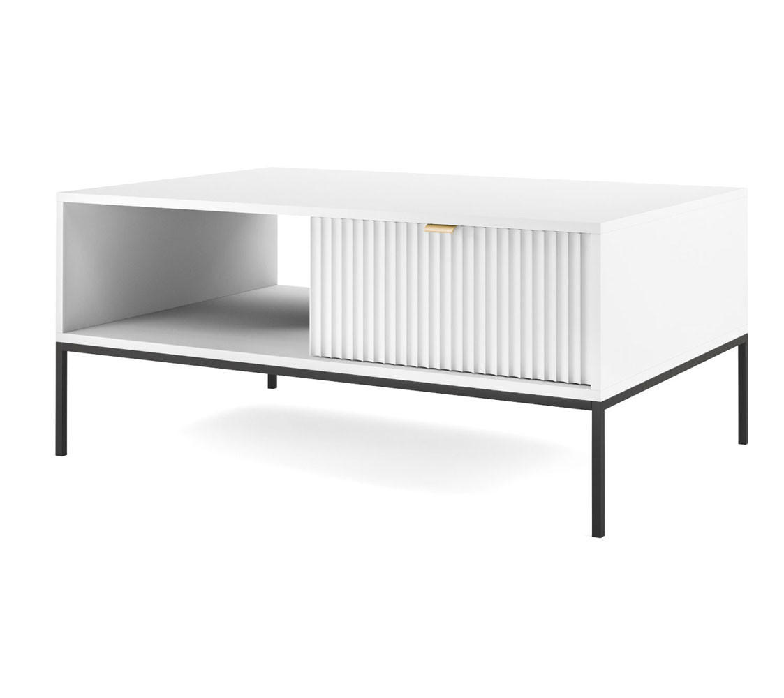 COUCHTISCH Nova Weiß 104 / 68 / 46 cm - Goldfarben/Schwarz, Holz/Holzwerkstoff (68/104/46cm) - Feldmann-Wohnen