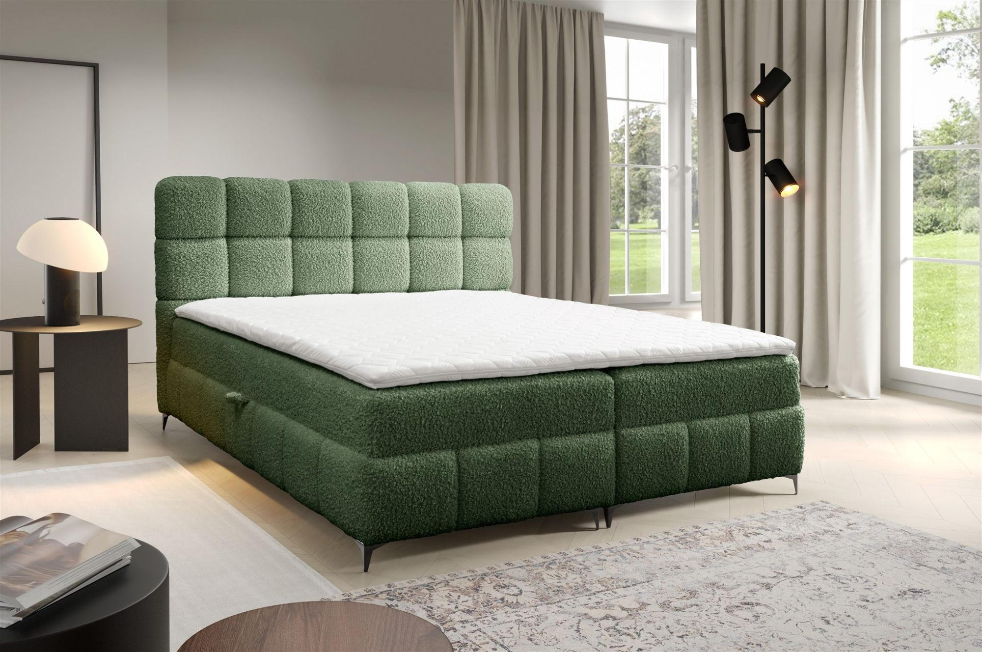 BOXBETT Sophie In Rolf - Dunkelgrün, Holzwerkstoff/Textil (100/200cm) - Fun Möbel