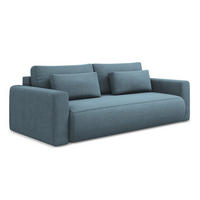 3-SITZER SOFA mit Schlaffunktion Strukturstoff Stoff Blau - Blau/Schwarz, Kunststoff/Textil (238/82/105cm) - LaMiaSofa