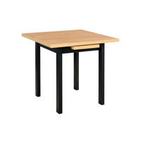 ESSTISCH Max 7, 80-110/80 cm, grandson - Birkefarben/Schwarz, Holz (80/80/76cm) - Leaf Design