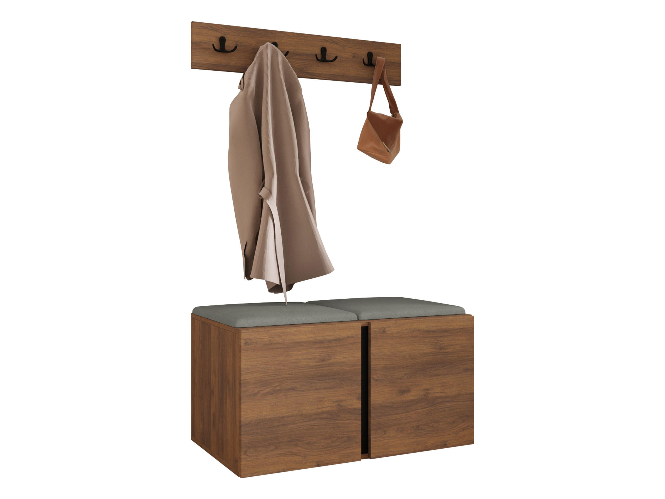 MOBILIER PENTRU HOL Orion VI - culoare lemn de nuc/gri, material plastic/compozit lemnos (84/42/46cm) - MIRJAN24