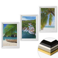 WANDBILDER 3er-Set - 40x60 cm Weißer Rahmen - Strand, Boot, Wasserfälle, Palmen - Weiß, Kunststoff (40/60cm) - ArtPrintCave