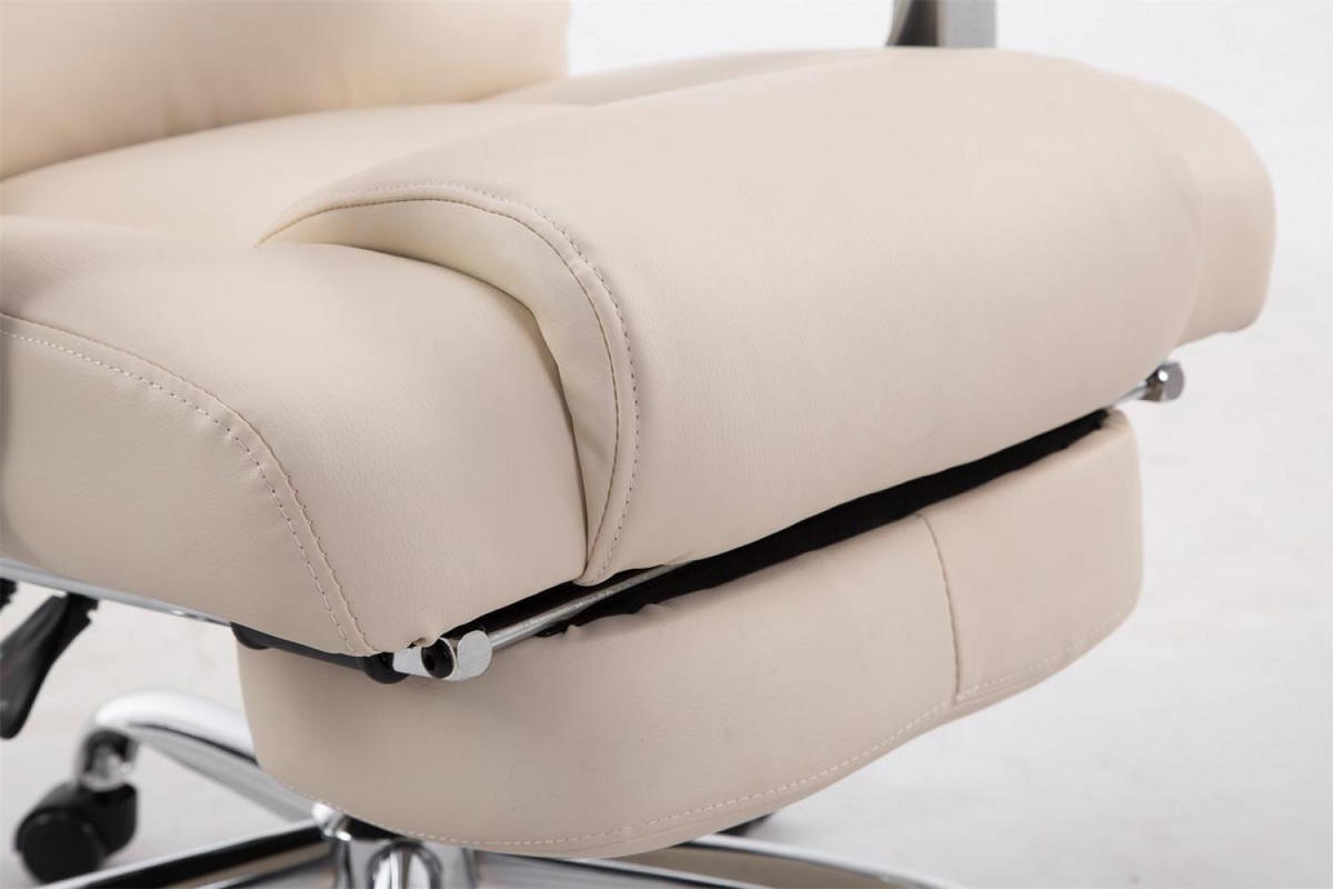 CHEFSESSEL Lederlook creme - Chromfarben/Creme, Textil/Metall (68/118/64cm) - CLP