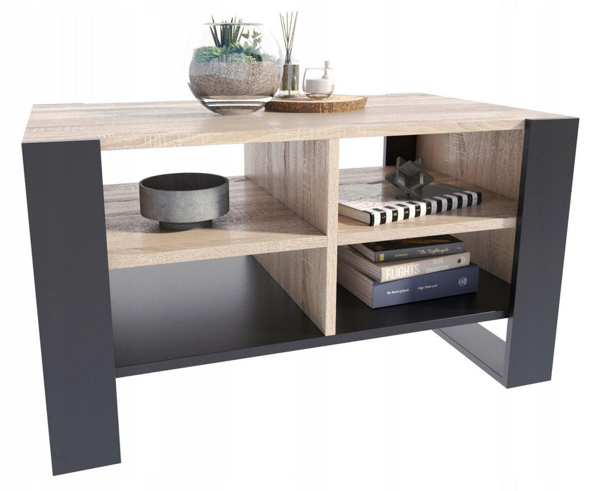 COUCHTISCH FIGA Sonoma Eiche-Schwarz 100/53,6/50 cm - Multicolor, Holzwerkstoff (53.6/100/50cm) - Matkam Möbel