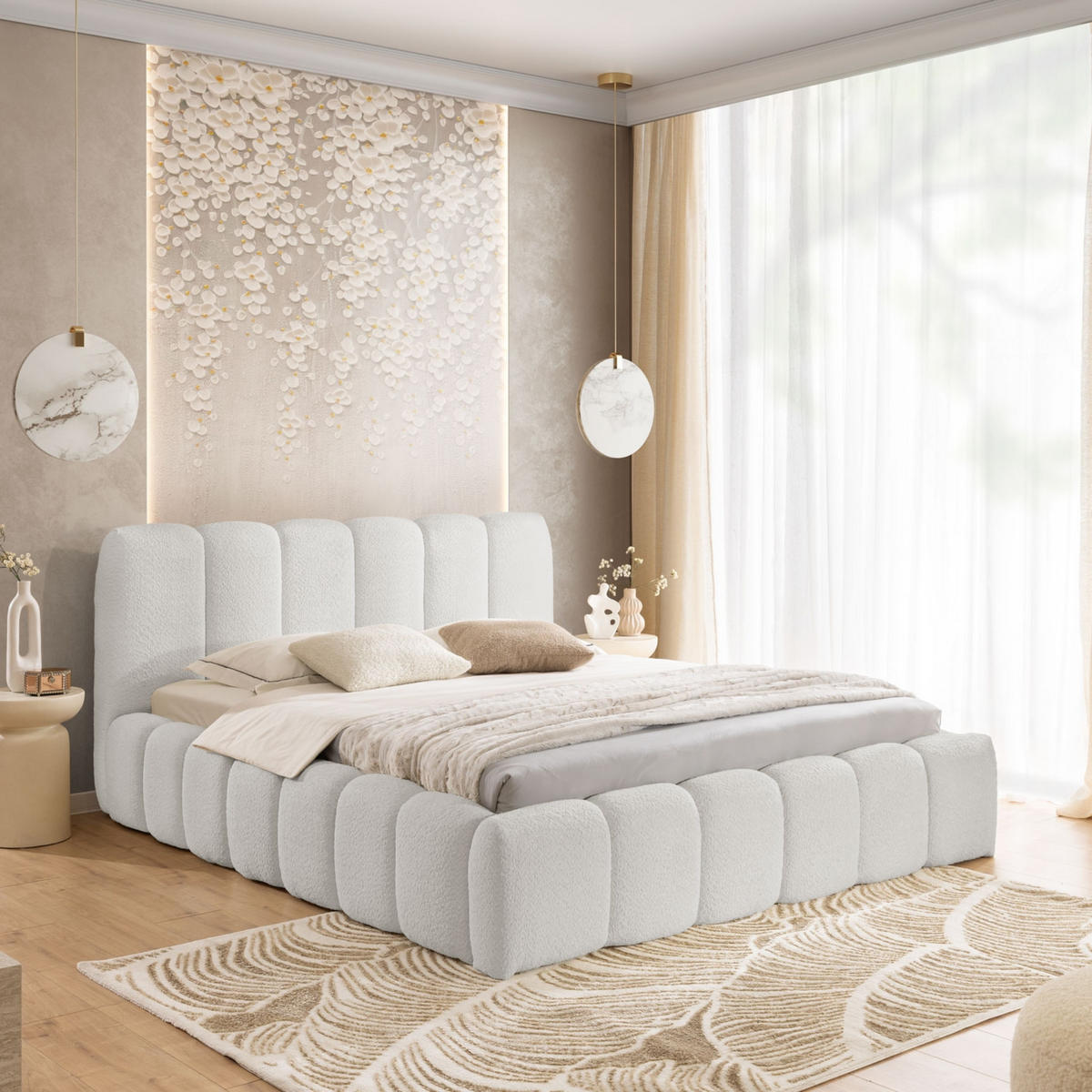 POLSTERBETT mit Stauraum 200x200 cm in Hellgrau - Hellgrau, Textil (200/200cm) - Home Collective