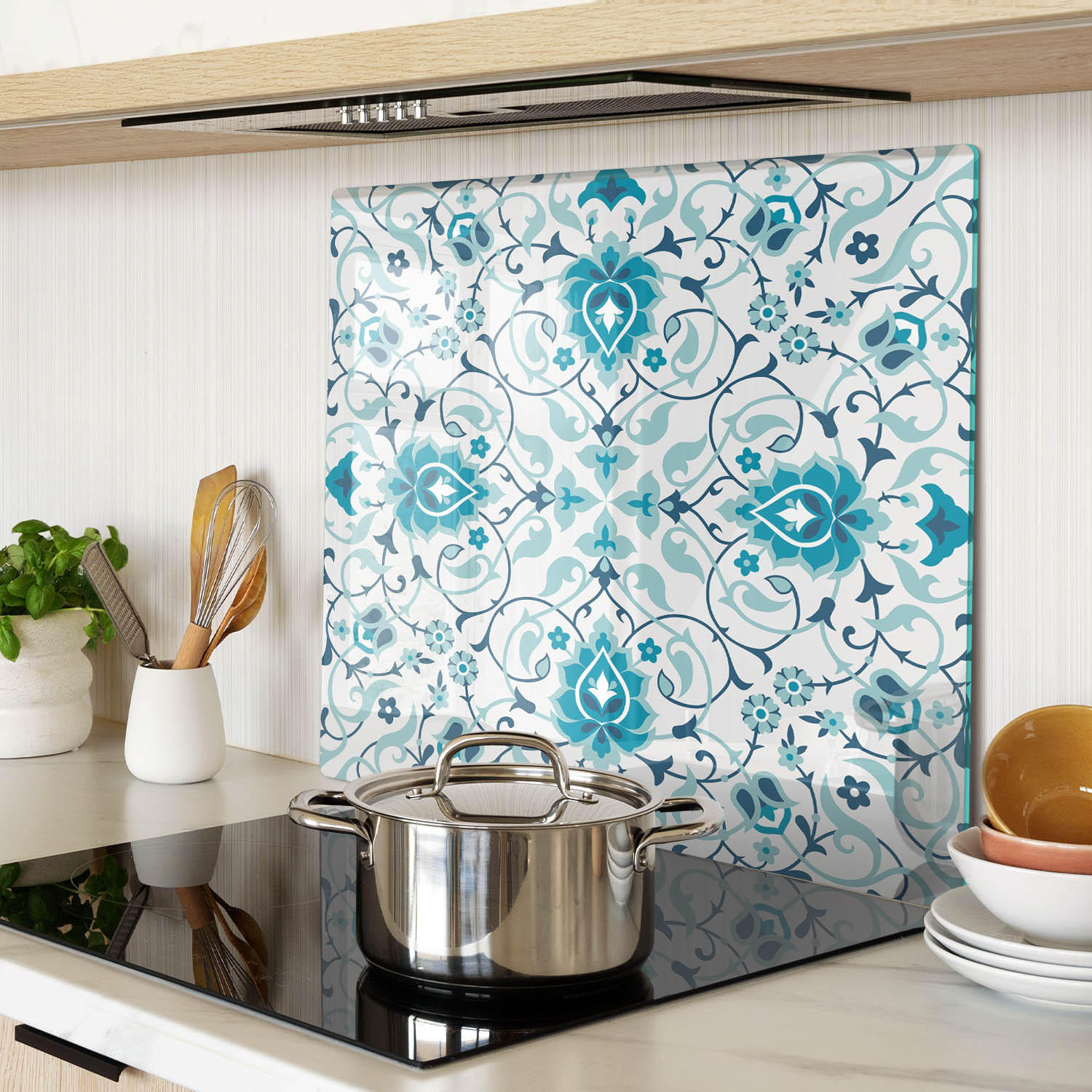 GLASPLATTE 60x52 cm Arabisches Muster - Blau, Glas (60/0.4/52cm) - TULUP