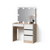SCHMINKTISCH Imola Sonoma 90 cm mit LED Beleuchtung - Weiß/Sonoma Eiche, Holzwerkstoff (90/75/40cm) - Livinity®