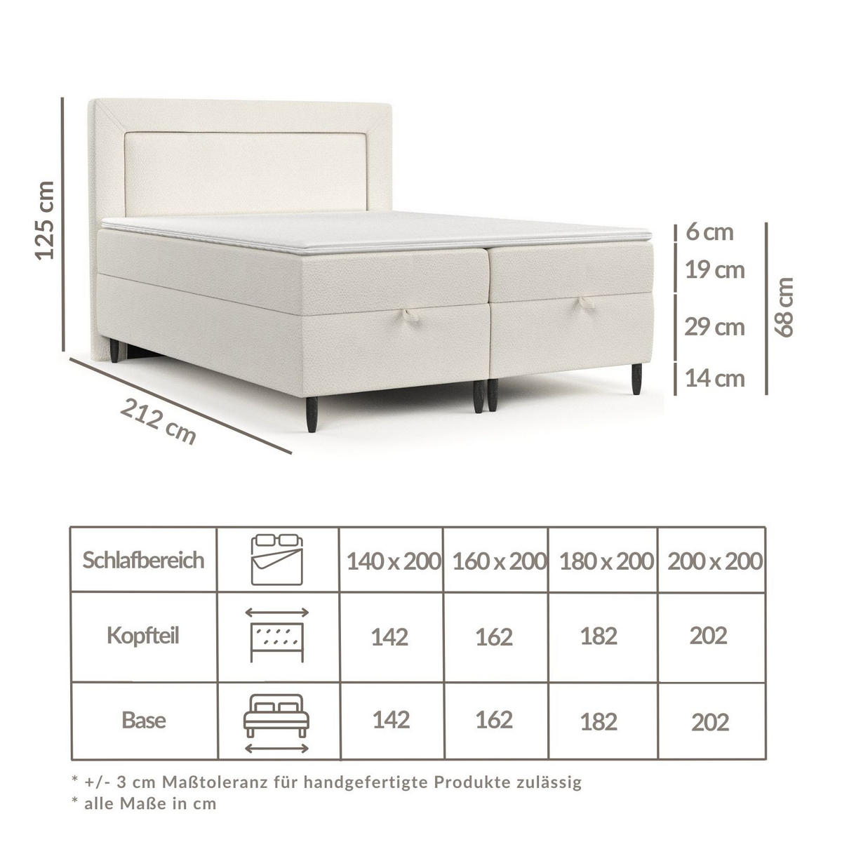 BOXBETT Nea Braun 180/200 cm - Schwarz/Braun, Holz/Holzwerkstoff (180/200cm) - Maison de Reve