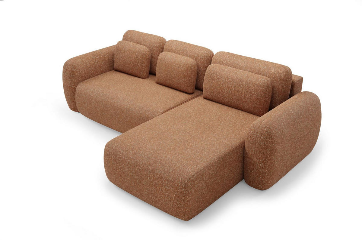 ECKSOFA Gaston Mit Schlaffunktion - Rotbraun, Holzwerkstoff/Textil (304/190cm) - Fun Möbel