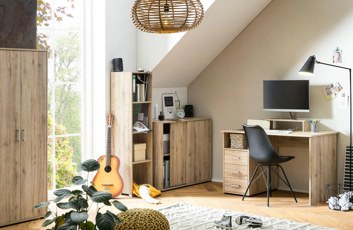 AKTENSCHRANK Fox 84x100x41 cm 2 Schiebetüren Eiche - Eichefarben, Holz (100/84/41cm) - PROREGAL