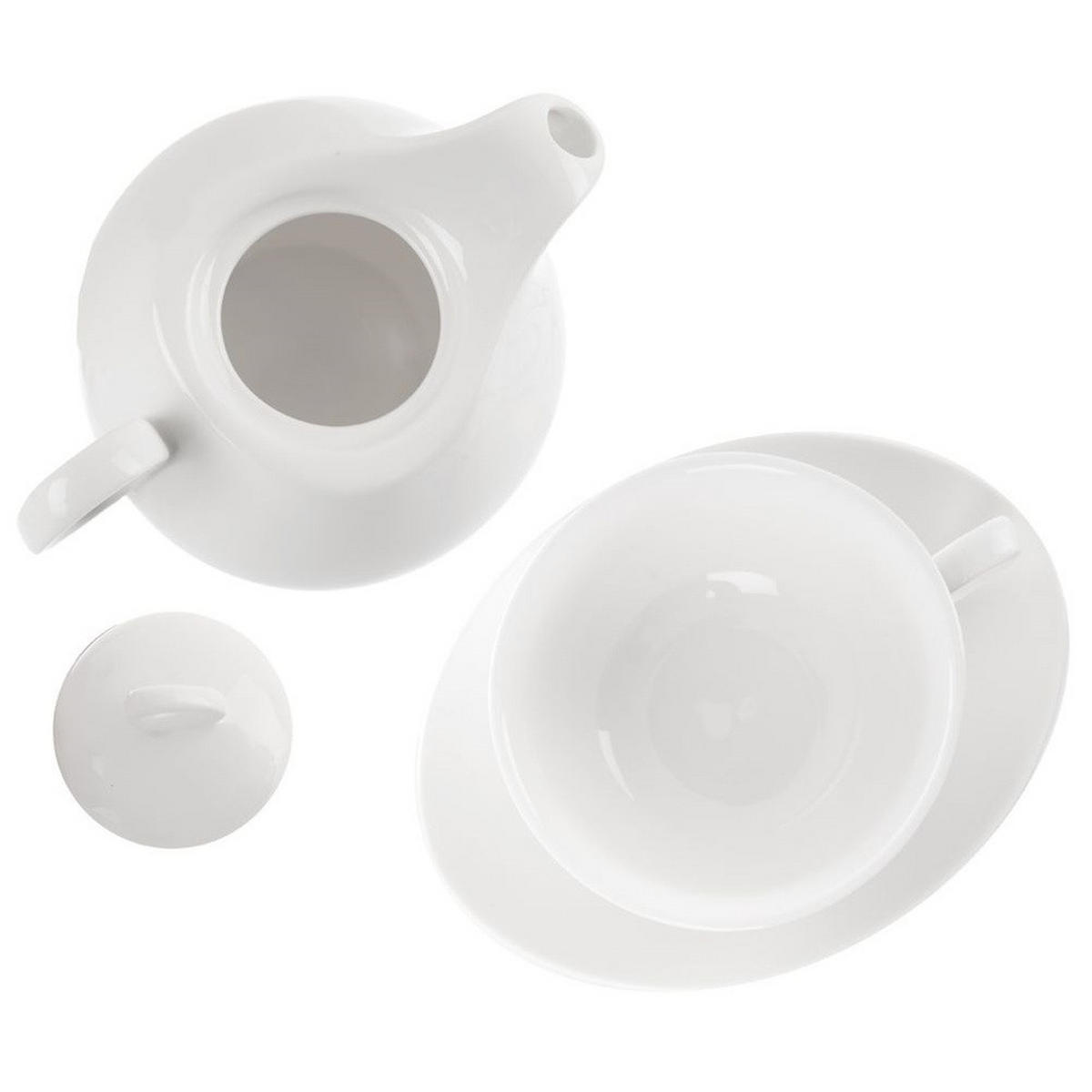 TEEKANNE Porzellan Mona mit Tasse 3-teilig Weiß - Weiß, Keramik (0.3L) - Orion 