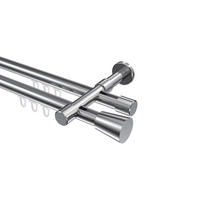 INNENLAUF-GARDINENSTANGEN-SET Prestige Sitra 200 cm, 2-läufig, 20 mm Ø Chrom - Chromfarben, Metall (200cm) - INTERDECO