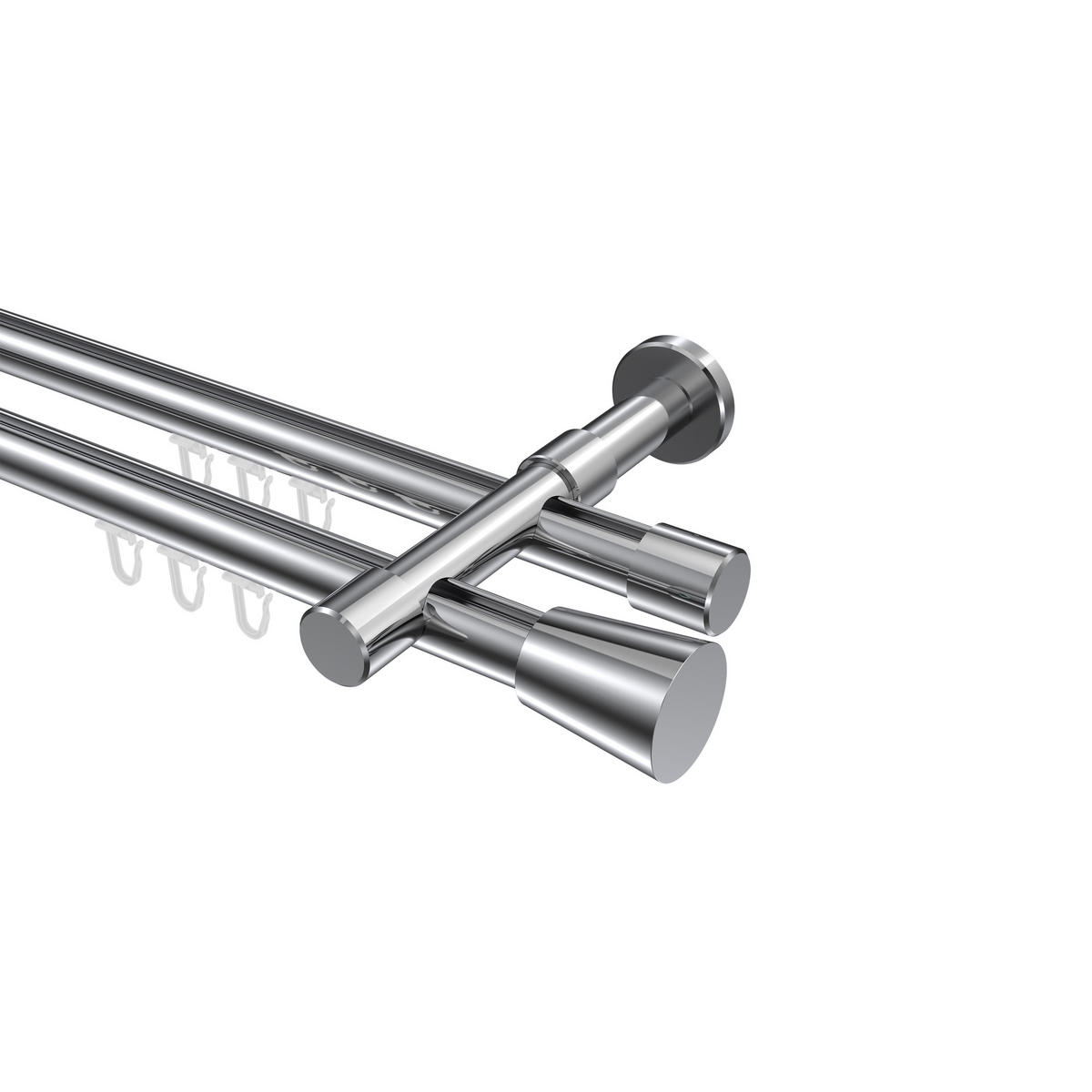 INNENLAUF-GARDINENSTANGEN-SET Prestige Sitra 200 cm, 2-läufig, 20 mm Ø Chrom - Chromfarben, Metall (200cm) - INTERDECO