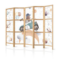 PARAVENT Japanischer 5-tlg 225x172 cm Weltraumrennen - Multicolor, Holz/Textil (225/172/3cm) - Muralo
