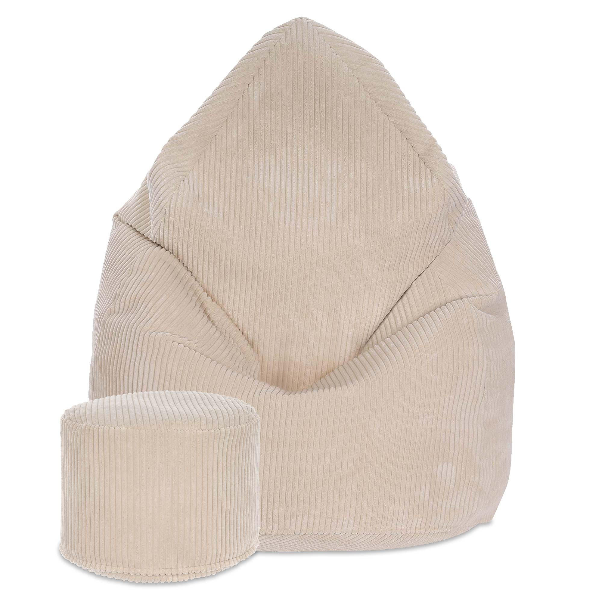 SITZSACK MIT FUßSTÜTZE Kordsamt 2-tlg Vanilla Ice M - Beige, Textil (80/120/80cm) - Dreamroots