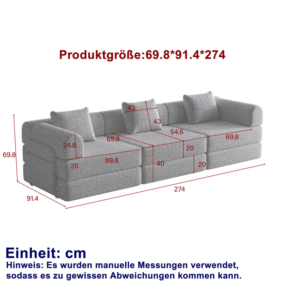 SCHLAFSOFA 2-in-1 in Khaki – mit Armlehnen-Staufach und Chenillebezug - Naturfarben, Textil (181.6/49.5/94cm) - BEAOK