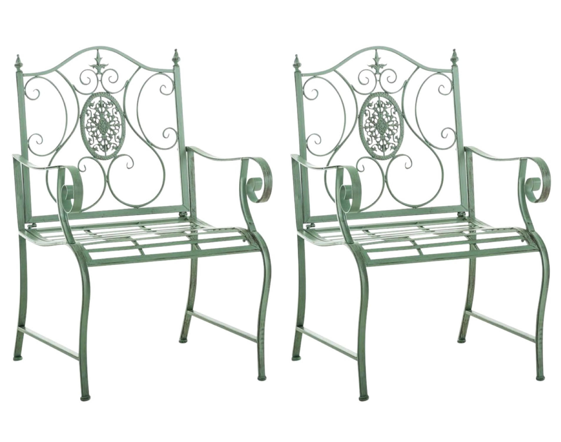 GARTENSTÜHLE Puncho - 2er Set antik-grün - Grün, Metall (62/94/53cm) - TPFGarden