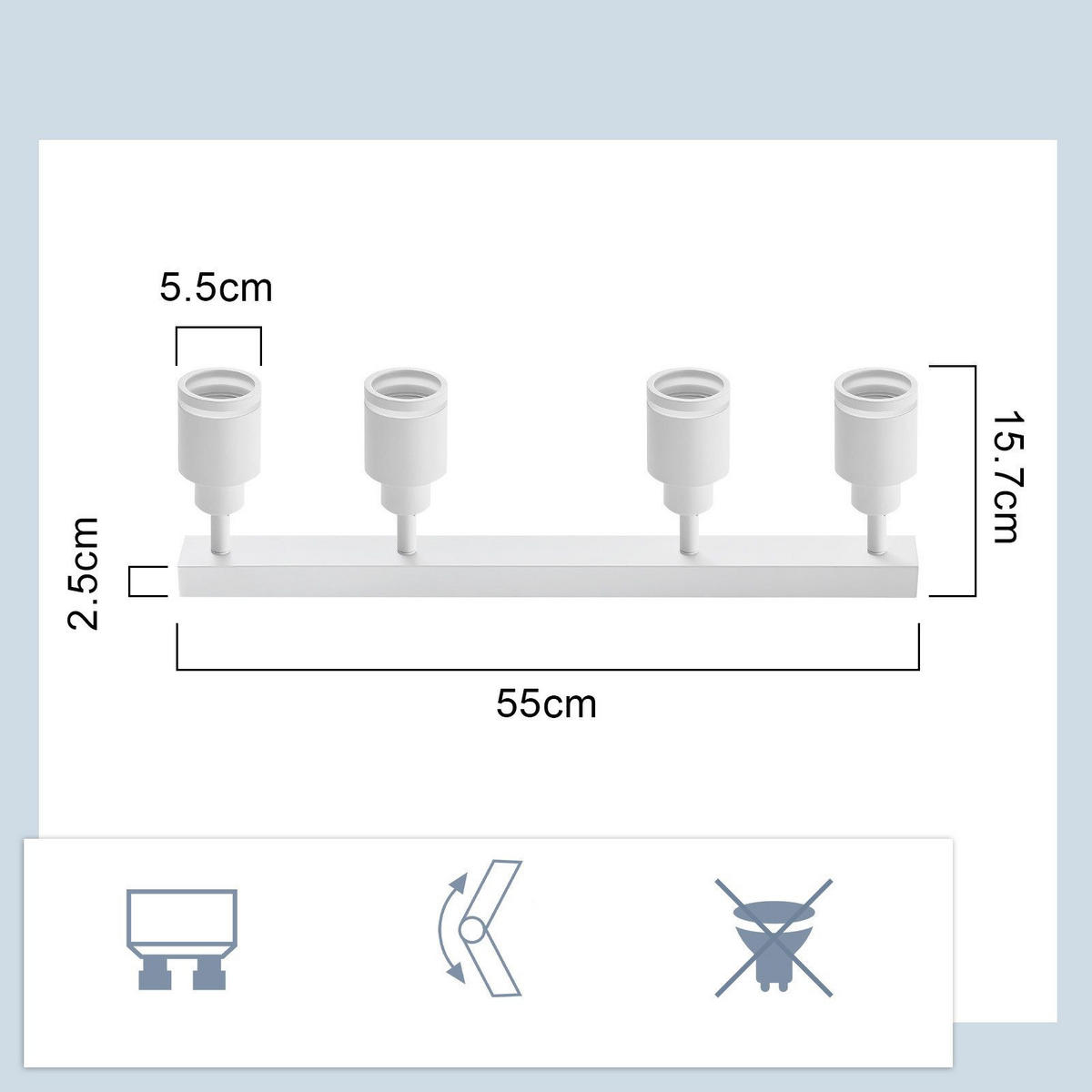 STRAHLER Trier 4-flammig 55/5/15.7 cm - Weiß, Metall (55/5/15.7cm) - Nettlife