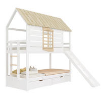 ETAGENBETT 90/200 cm weiß aus Kiefer und MDF mit Rutsche und 2 Schubladen - Weiß, Holzwerkstoff (90/200cm) - OKWISH