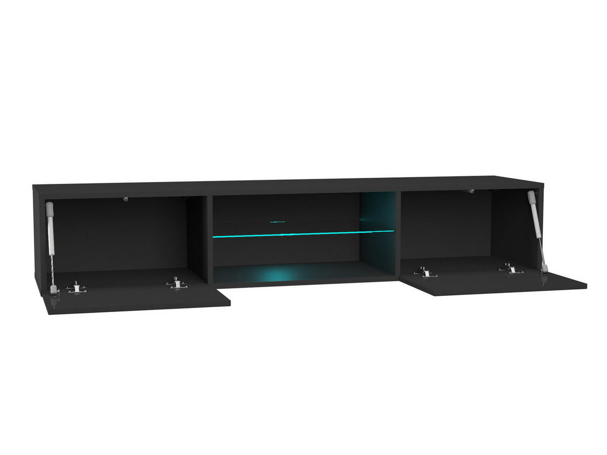 TV-LOWBOARD Schwarz, Schwarz Hochglanz 160/30/40 - Schwarz Hochglanz/Schwarz, Holzwerkstoff (160/30/40cm) - RAUMHIRSCH FURNITURE