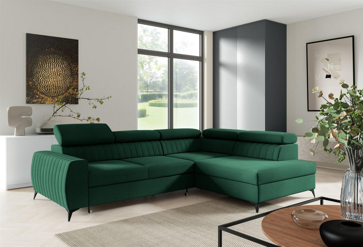 ECKSOFA Toronto - Dunkelgrün, Holzwerkstoff/Textil (270/200cm) - Fun Möbel