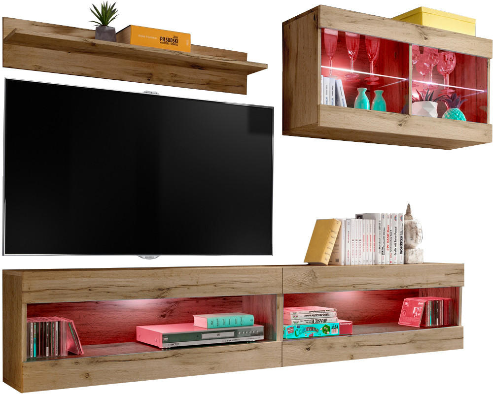Komodee Wohnwand Eiche Wotan, Eiche Wotan 240x195x35 cm