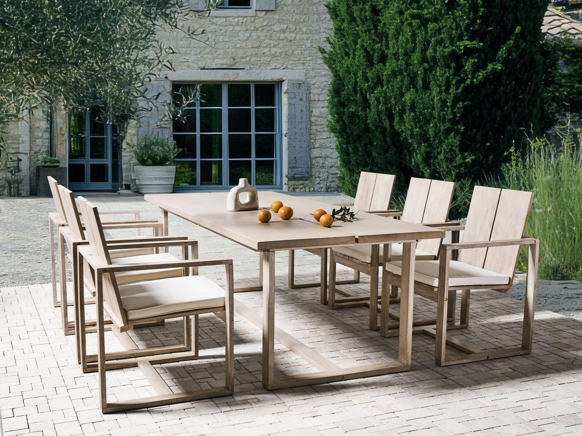 GARTENTISCH Heller Holzfarbton Azzanello - Hellbraun, Holz (100/230/75cm) - Beliani