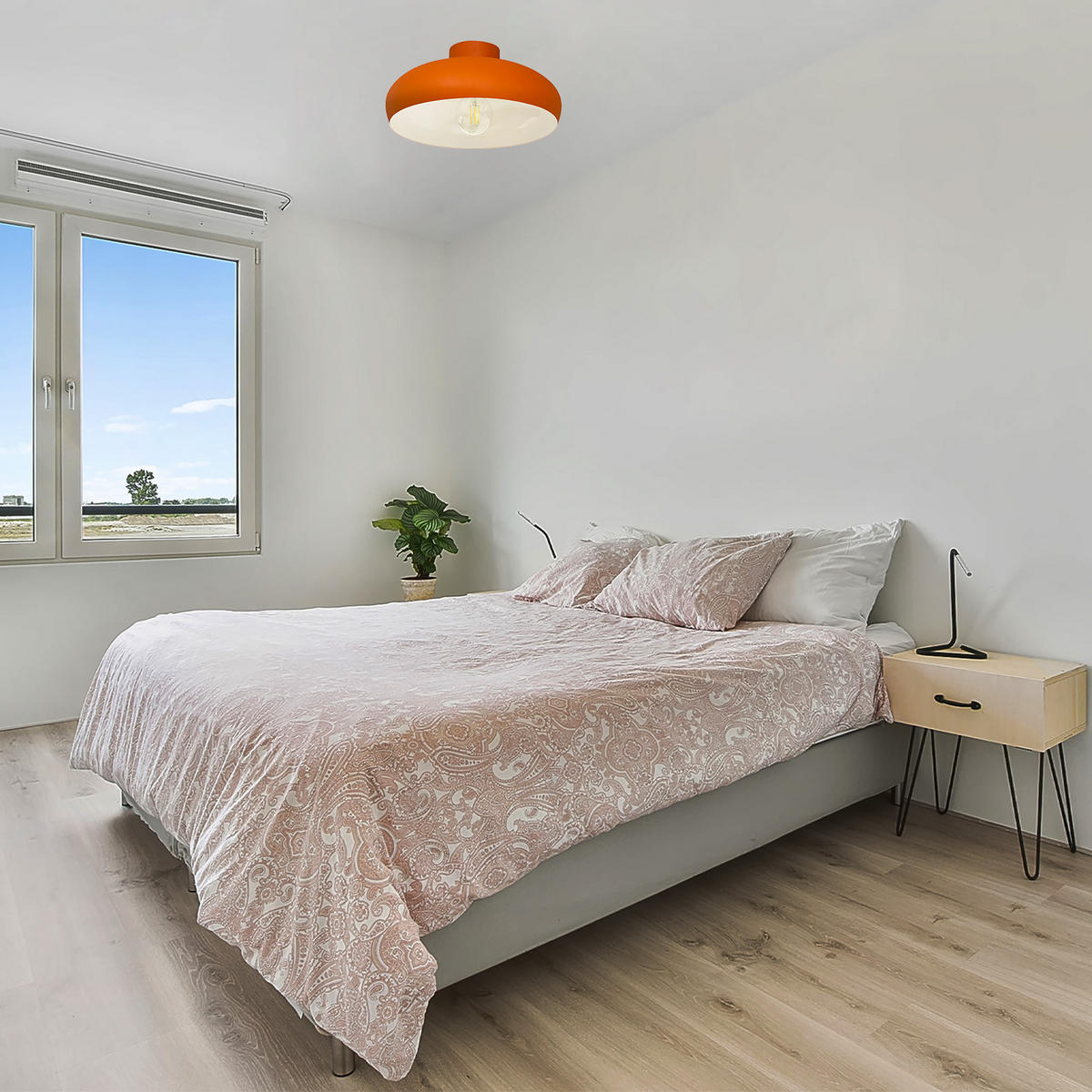 DECKENLEUCHTE Androa Lampe - Orange, Metall (40/40/20cm) - Bamyum