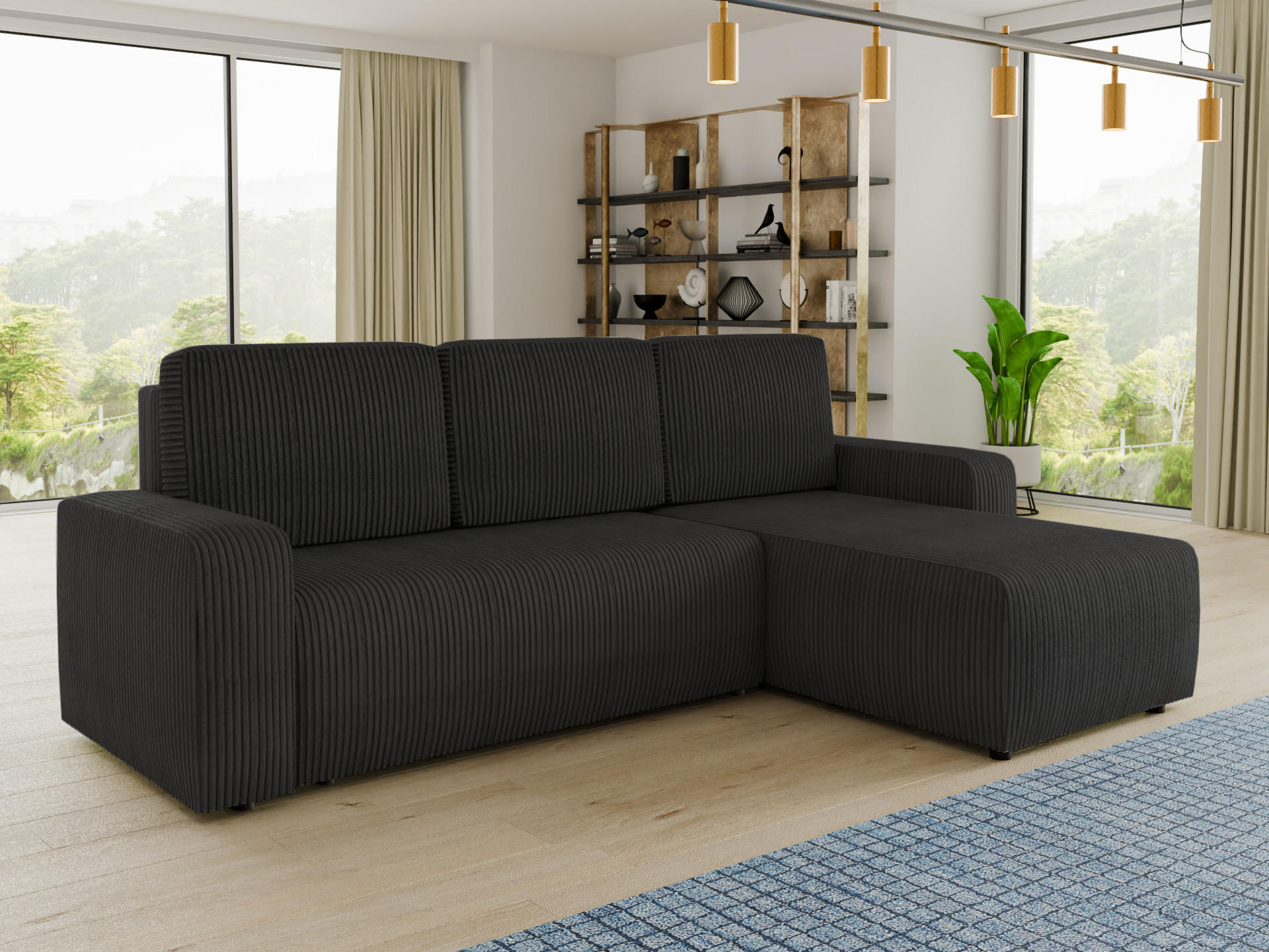 ECKSOFA Roma L - Schwarz, Holz/Textil (236/150cm) - Sofnet