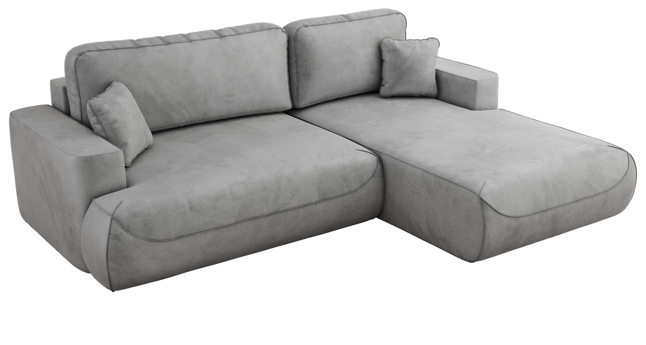 ECKSOFA OVO L Hellgrau Velvet - Rechts Seite - Hellgrau/Schwarz, Kunststoff/Textil (195/271cm) - MKS