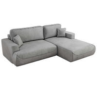 ECKSOFA OVO L Hellgrau Velvet - Rechts Seite - Hellgrau/Schwarz, Kunststoff/Textil (195/271cm) - MKS