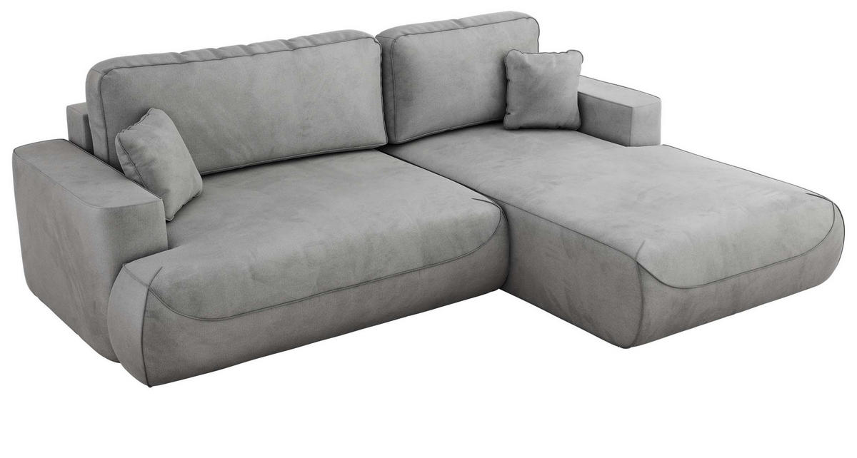ECKSOFA OVO L Hellgrau Velvet - Rechts Seite - Hellgrau/Schwarz, Kunststoff/Textil (195/271cm) - MKS