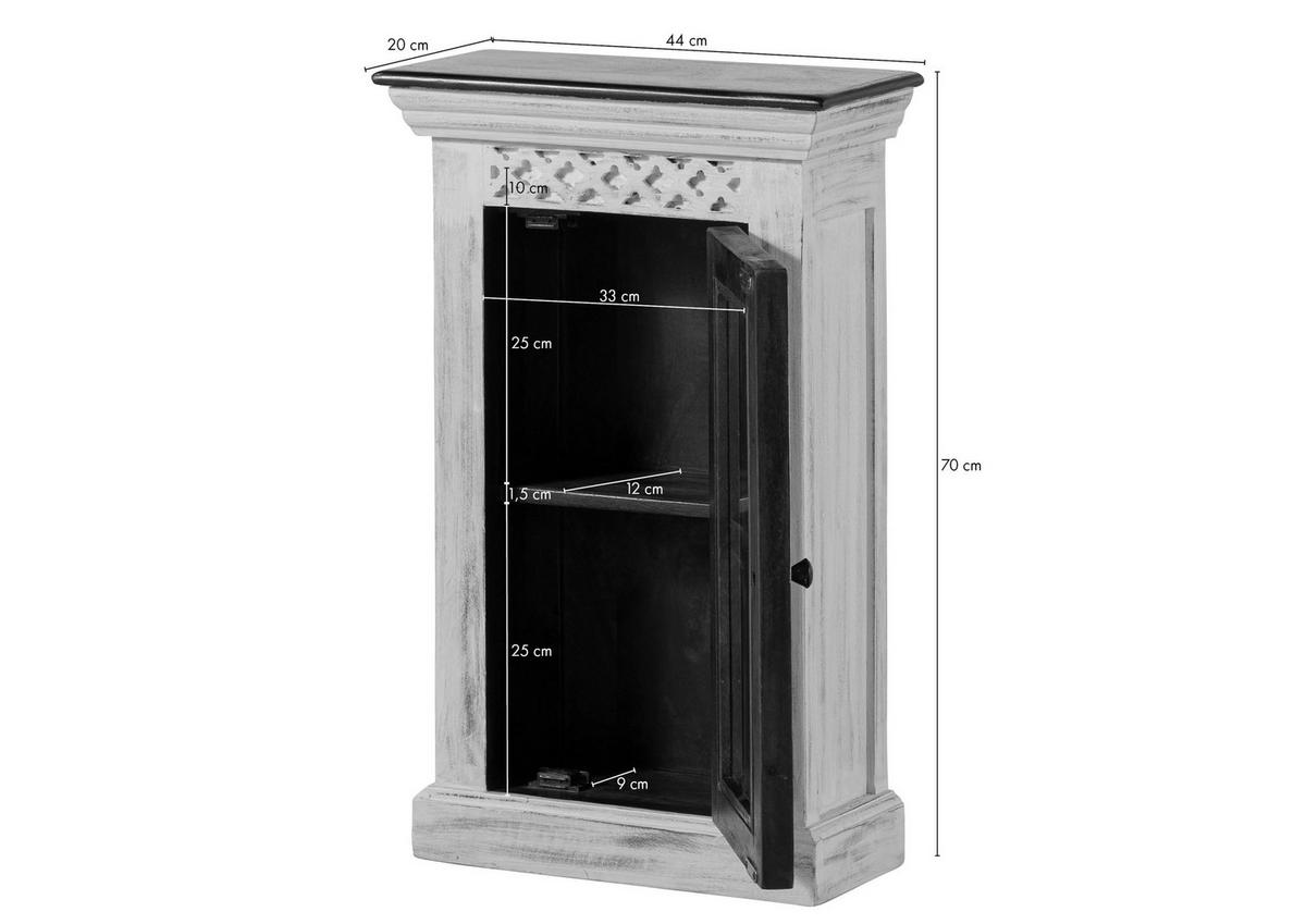 HÄNGESCHRANK Mango / Akazie 44x20x70 weiß gewachst CASTLE-ANTIK #113 - Weiß, Holz (44/70/20cm) - Massivmoebel24