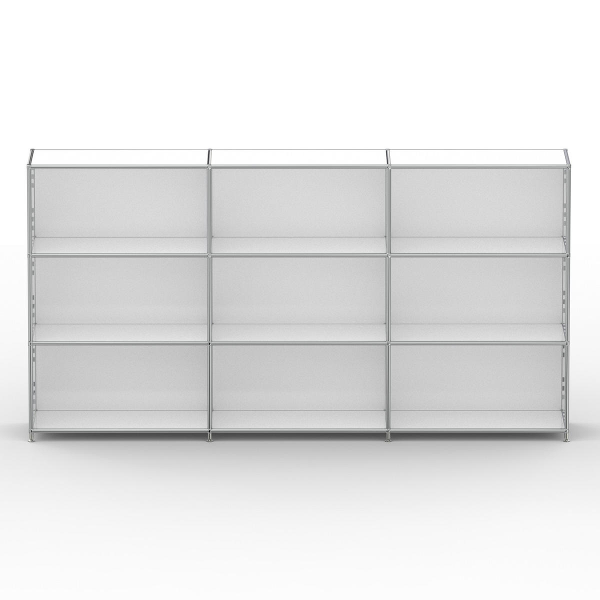 AKTENSCHRANK Büro, 9 offene Fächer, Breite 227 cm, Signalweiß - Chromfarben/Weiß, Metall (40/118/227.2cm) - Versee