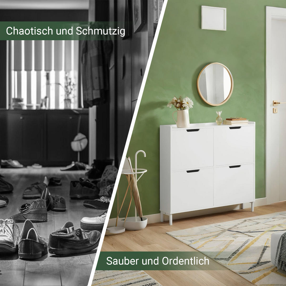SCHUHSCHRANK Weiß - Weiß, Holzwerkstoff/Metall (100/91/19cm) - SoBuy