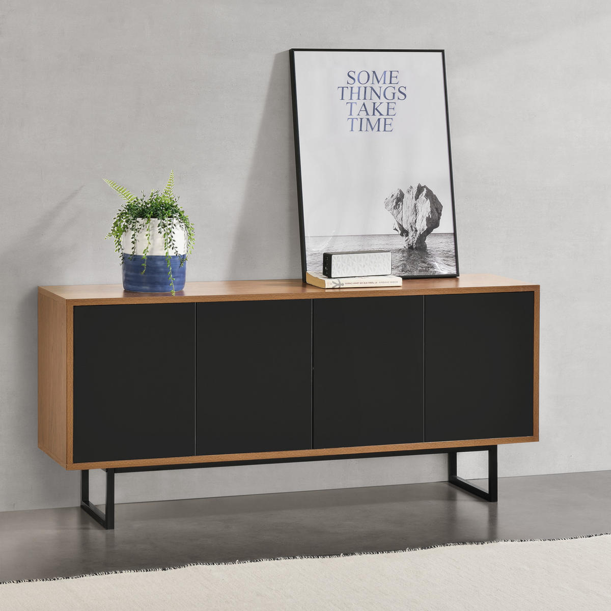 SIDEBOARD Mariestad - Schwarz, Holzwerkstoff/Metall (120/55/30cm) - [en.casa]