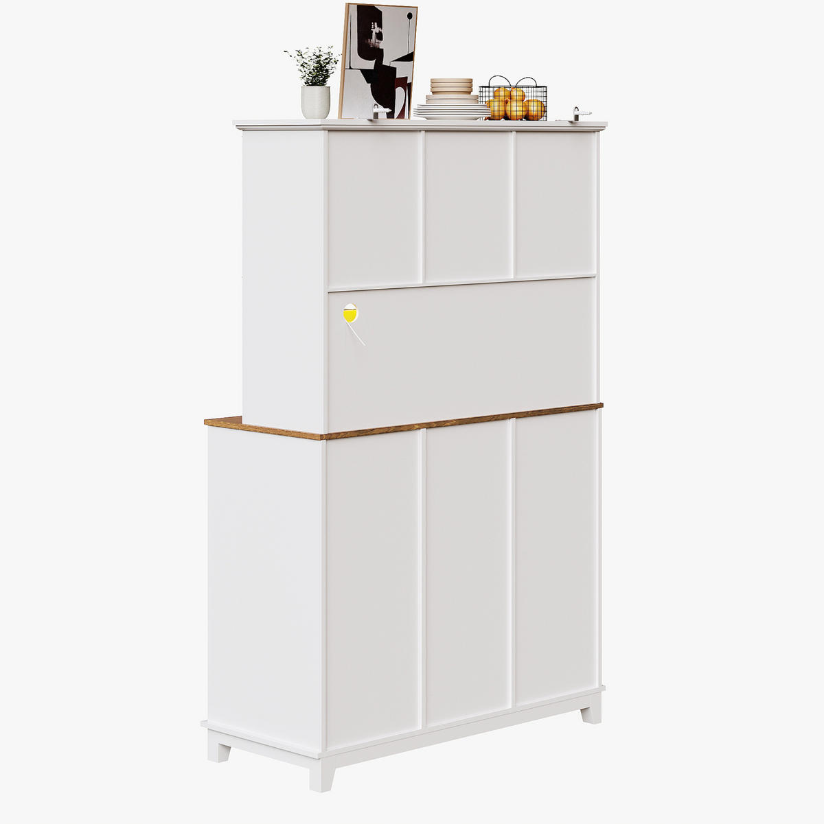 KUHINJSKI ormar od MDF-a, 105/38,4/180 cm bijeli, s LED rasvjetom i kliznim vratima - bijela, drvni materijal (105/180/38.4cm) - BEAOK